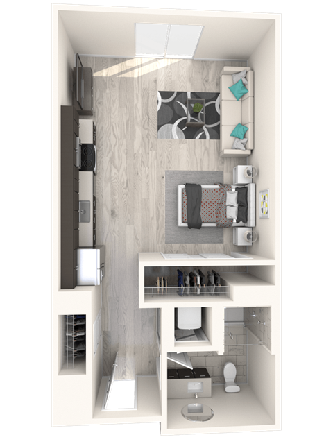 Floor plan for studio, 1 bath, 470 sqft